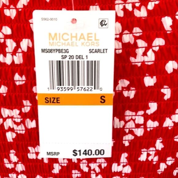 MICHAEL KORS NWT OFF THE SHOULDER HEART PATTERN DRESS COLOR SCARLET SIZE SMALL - Picture 13 of 14